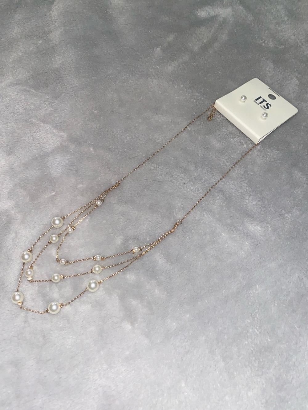 ITS Sense Gold-Tone Layered Pearl Pendant Necklace with Earrings